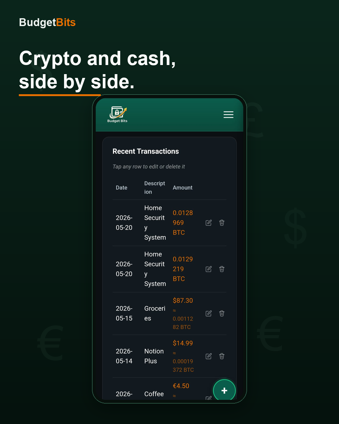 Crypto and cash, side by side
