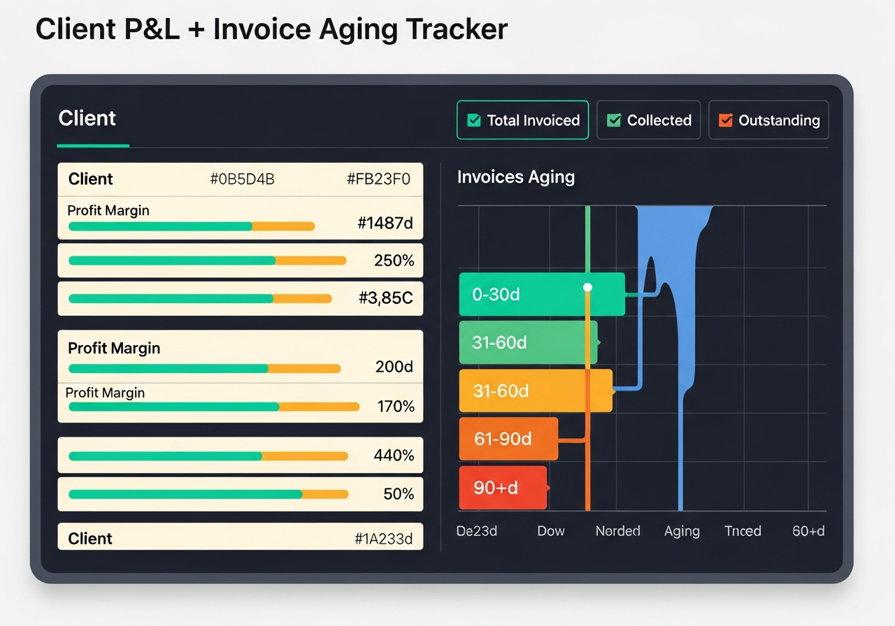 Client P&L + Invoice Aging Tracker